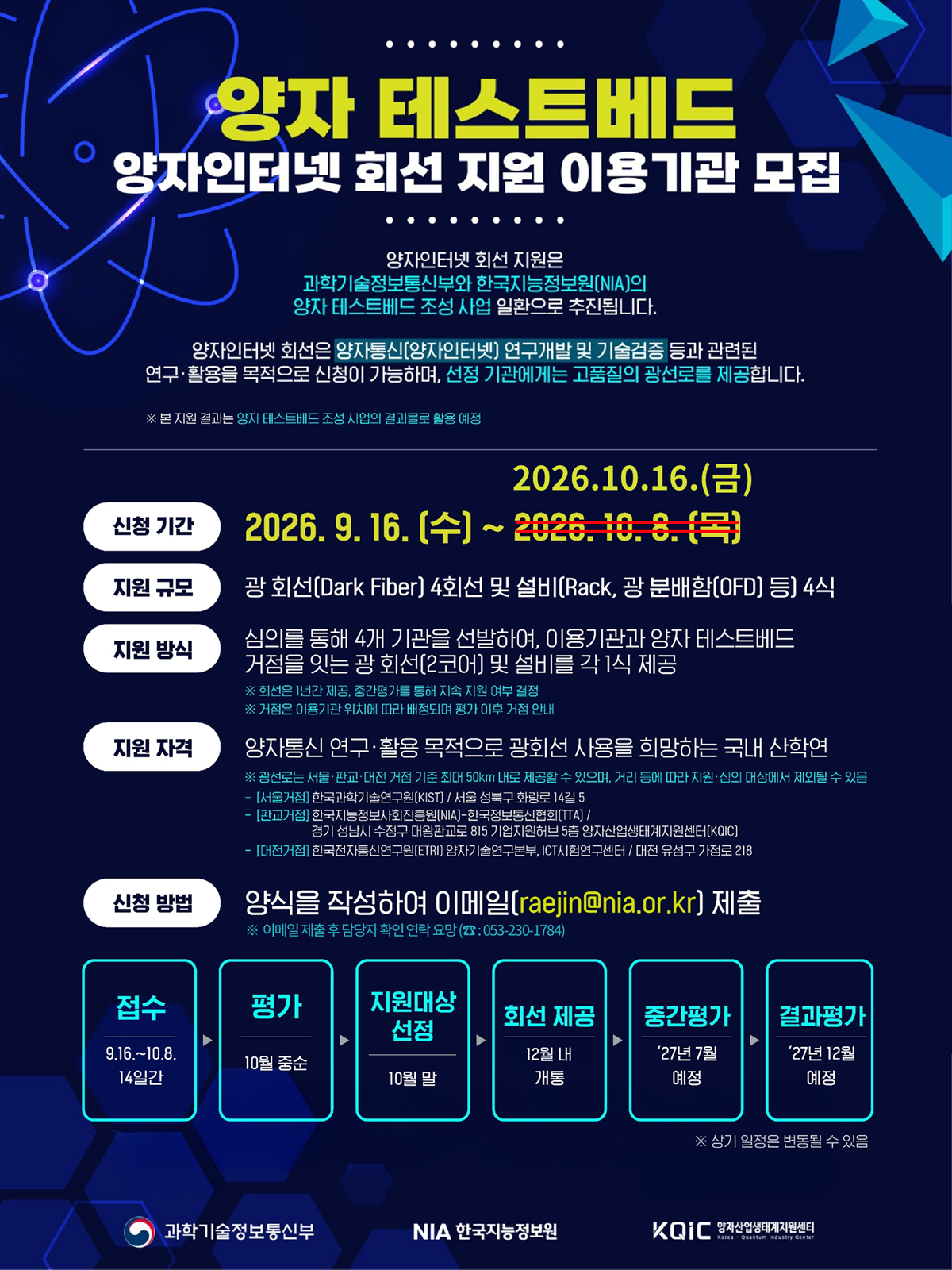 양자 테스트베드 양자인터넷 회선지원 이용기관 모집 연장_포스터용